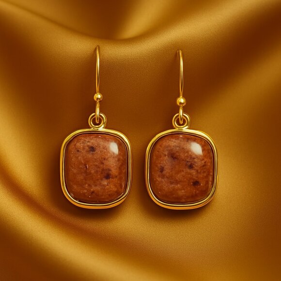 Gold and Brown Earrings for Sensitive Ears - Picture 1 of 7